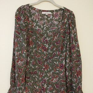 LOFT Blouse, Green, Medium, Long Sleeve, Never Worn